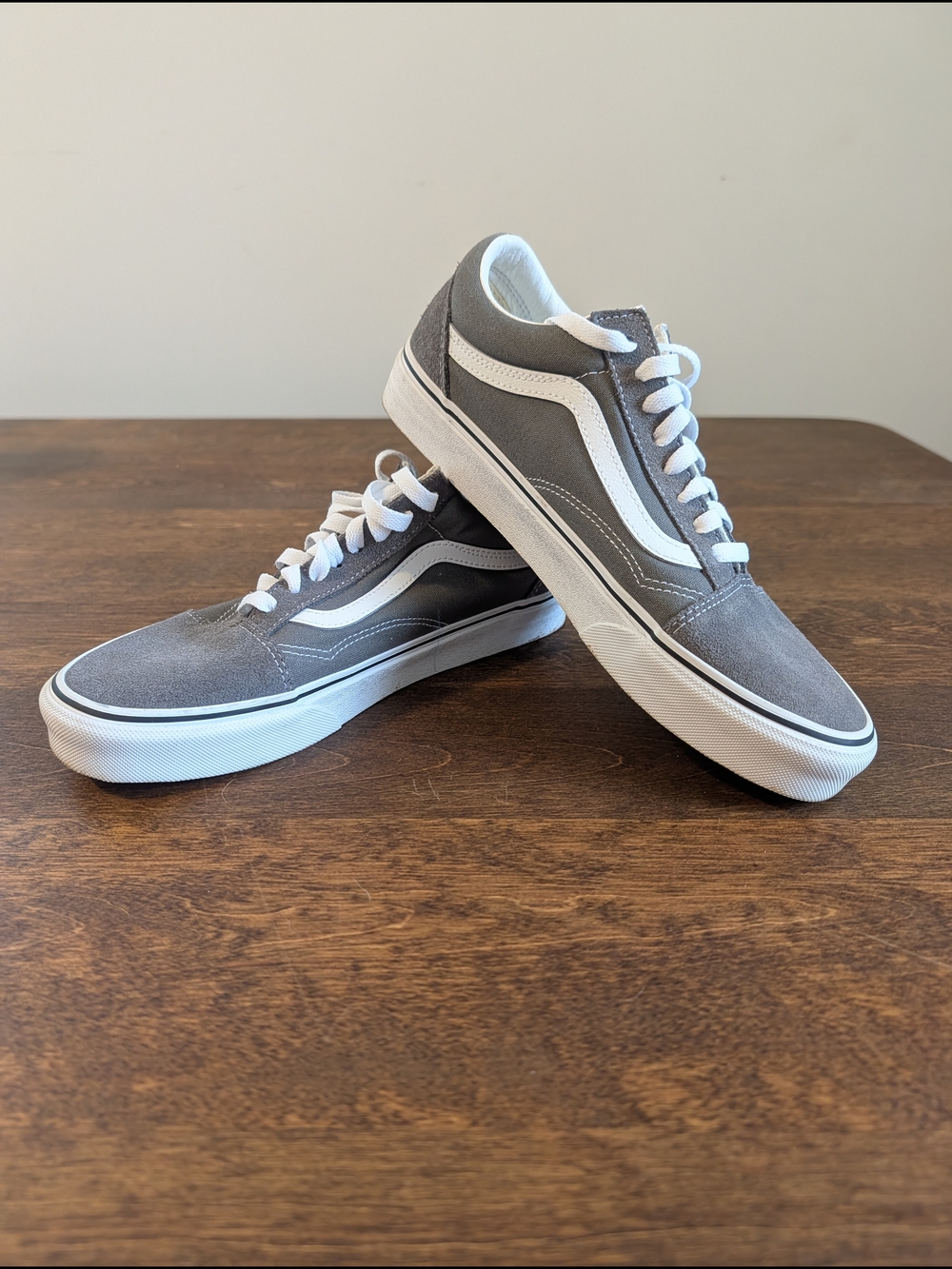 Vans Gray and White Old Skool Low-Top Sneakers